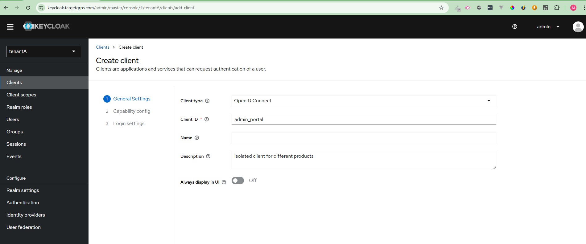 Isolated client for different products