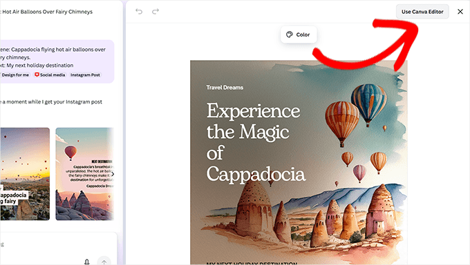 Editing your AI generated images using Canva editor Editing your AI generated images using Canva editor