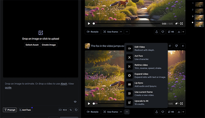 Runway offers easy to use video editing tools built-in Runway offers easy to use video editing tools built-in