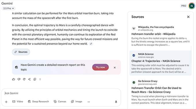 Gemini is better at research with sources cited from the web Gemini is better at research with sources cited from the web