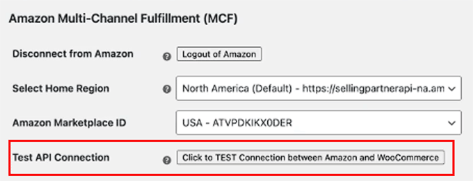 Test Amazon API connection with WooCommerce
