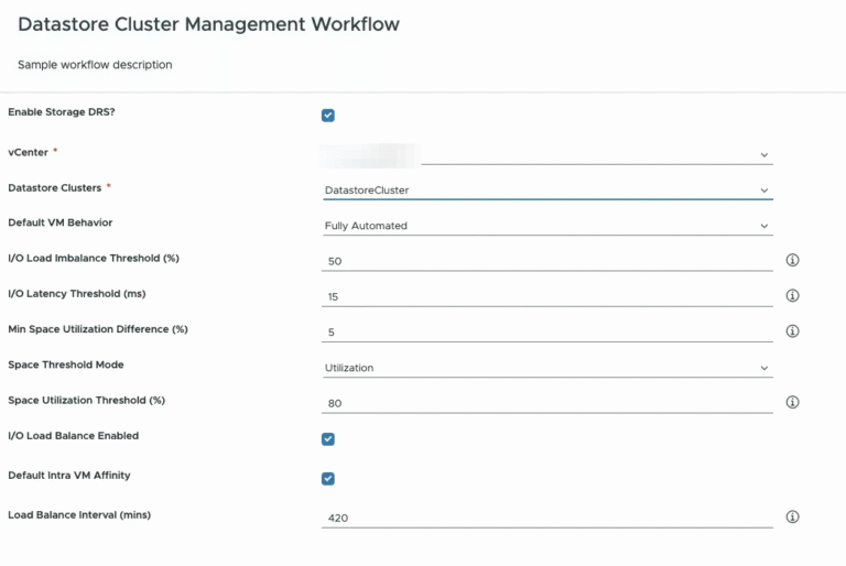 Managing vCenter datastores cluster with VCF Orchestrator