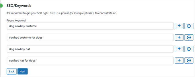 Add specific keywords for your products in StoreAgent
