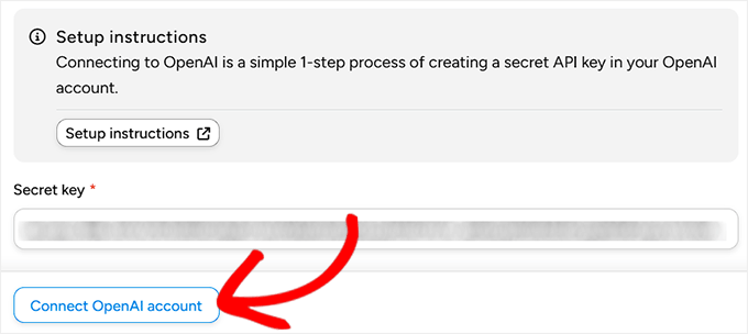 Click Connect OpenAI account button in Uncanny Automator