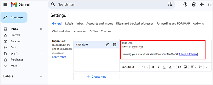 Add customer reviews link to email signature Add customer reviews link to email signature