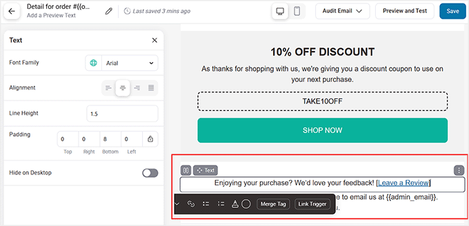 Add review link to order receipt in FunnelKit Automations Add review link to order receipt in FunnelKit Automations