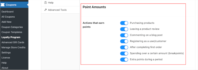 coupons-loyalty-settings-pointsamounts Point amounts toggle