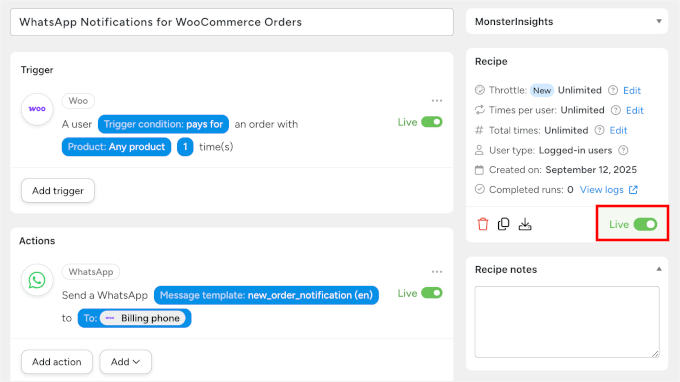 Making Uncanny Automator recipe live Making Uncanny Automator recipe live