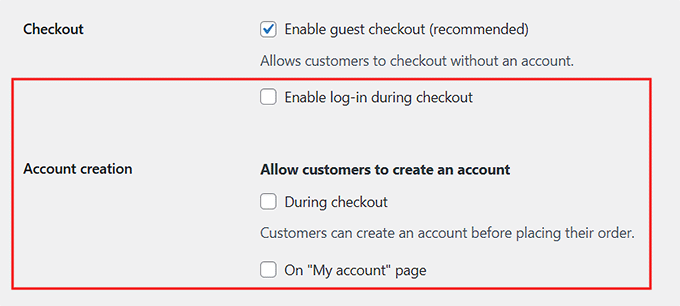 Force guest checkout by disabling account creation and login during checkout in WooCommerce