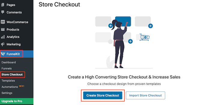 Click the 'Create Store Checkout' button in FunnelKit