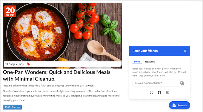 An example of a refer-a-friend program, created using RewardsWP