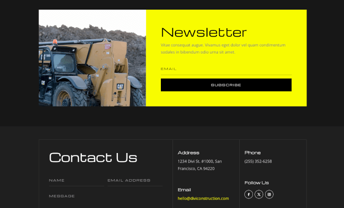 Divi's newsletter and contact forms