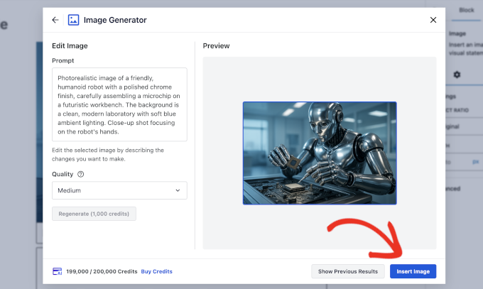 Insert AI generated image