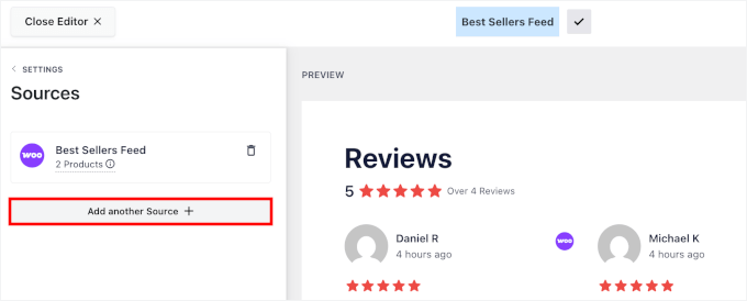 Clicking the Add another Source button