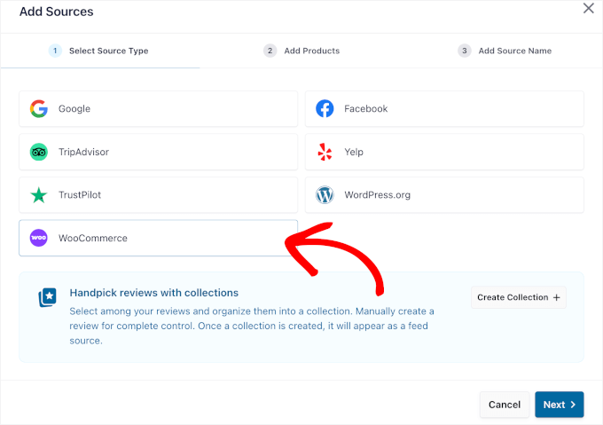 Choosing WooCommerce as a source
