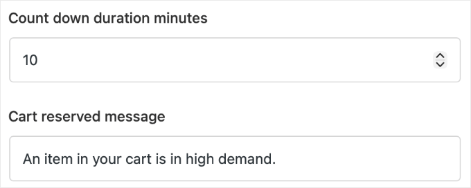 Setting Count Down Duration in Merchant