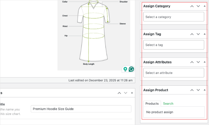 Assigning a Size Chart to Products Using Advanced Product Size Charts Pro