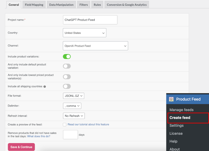 Setup the OpenAI feed