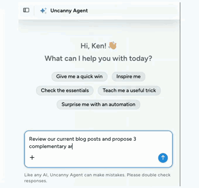 Uncanny Agent workflow automation example