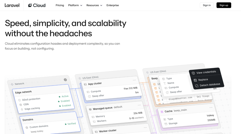 Laravel Cloud website homepage