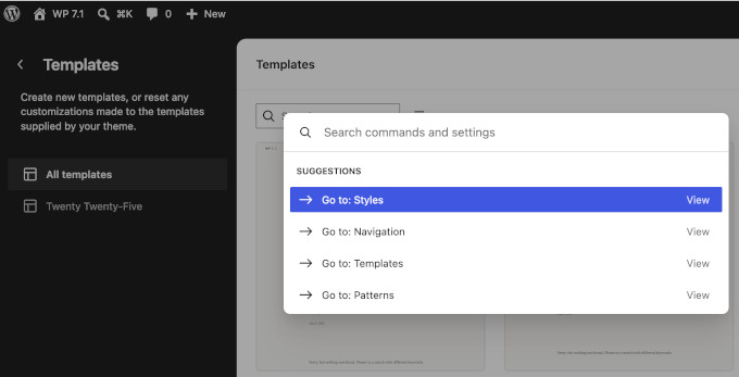 Command palette contextual suggestions Command palette contextual suggestions