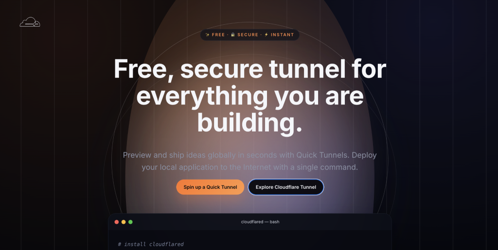 CloudFlare tunnel website screenshot