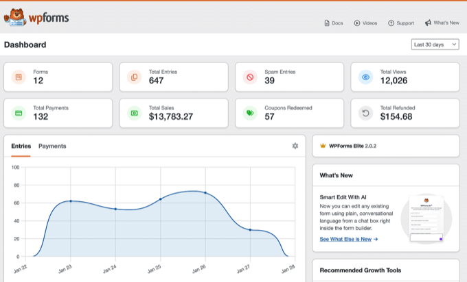 New WPForms Dashboard preview